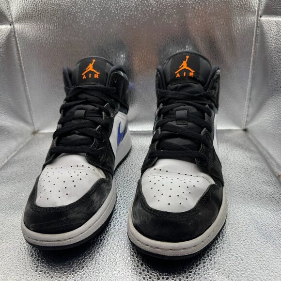 Size 6.5Y Nike Air Jordan 1 Mid GS‎ Black White Racer Blue Kids Shoes 554725-084 - Picture 3 of 10
